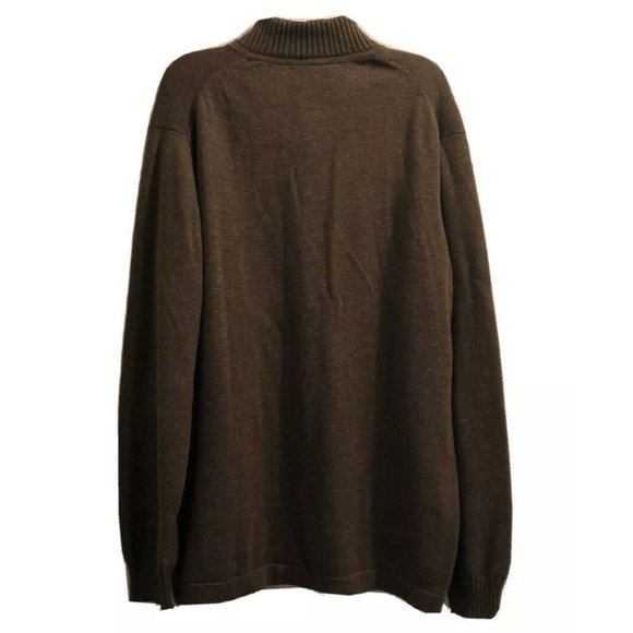 Joseph Abboud 1/4 Zip Fleece Collar Brown Sweater 2XLT - Picture 3 of 4